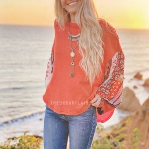 Free People - Hot Red Blossom Sleeve Thermal